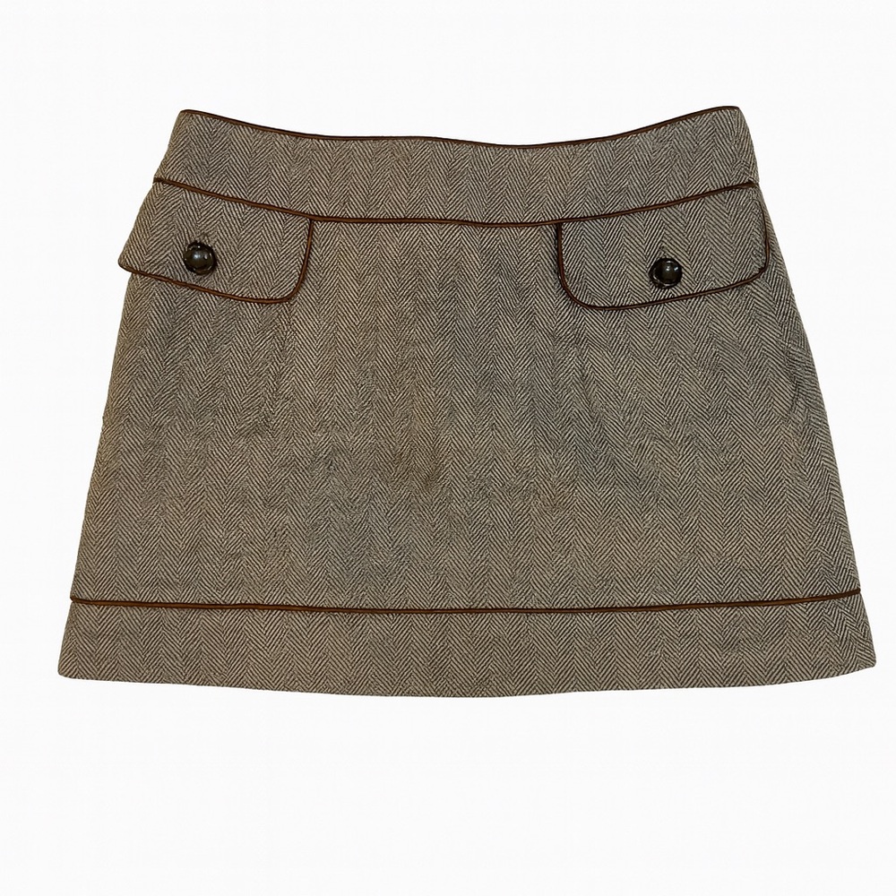 Tulle NWT Brown Herringbone Mini Skirt Large Preppy Academia